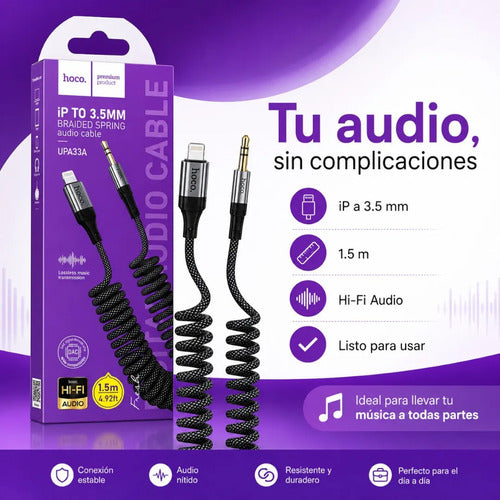 Cable auxiliar Hoco UPA33A Lightning a jack 3.5 mm – foto 10
