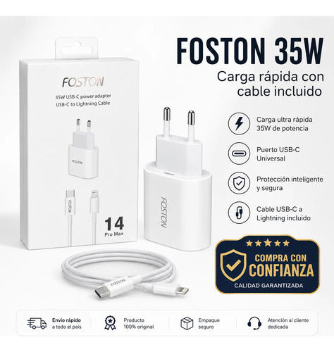 Cargador 35W USB-C con Cable USB-C a Lightning 1 m para iPhone – foto 10