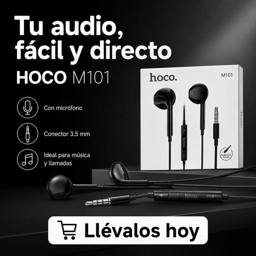 Audífonos Hoco M101 con Cable, Micrófono y Jack 3.5 mm – Negro – foto 10