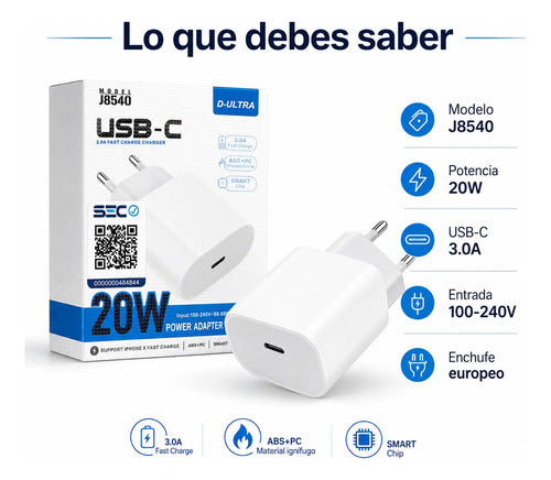 Cargador D-Ultra J8540 20W USB-C PD – foto 9