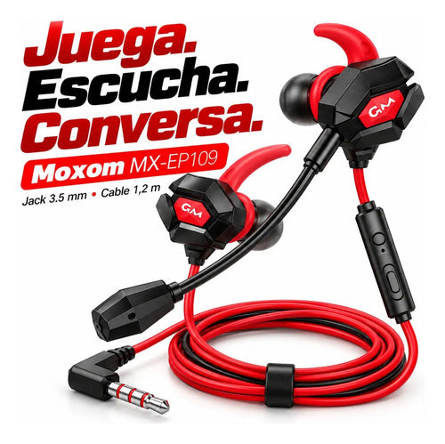 Audífonos Gamer Moxom MX-EP109 con Micrófono y Jack 3,5 mm – Rojo – foto 10