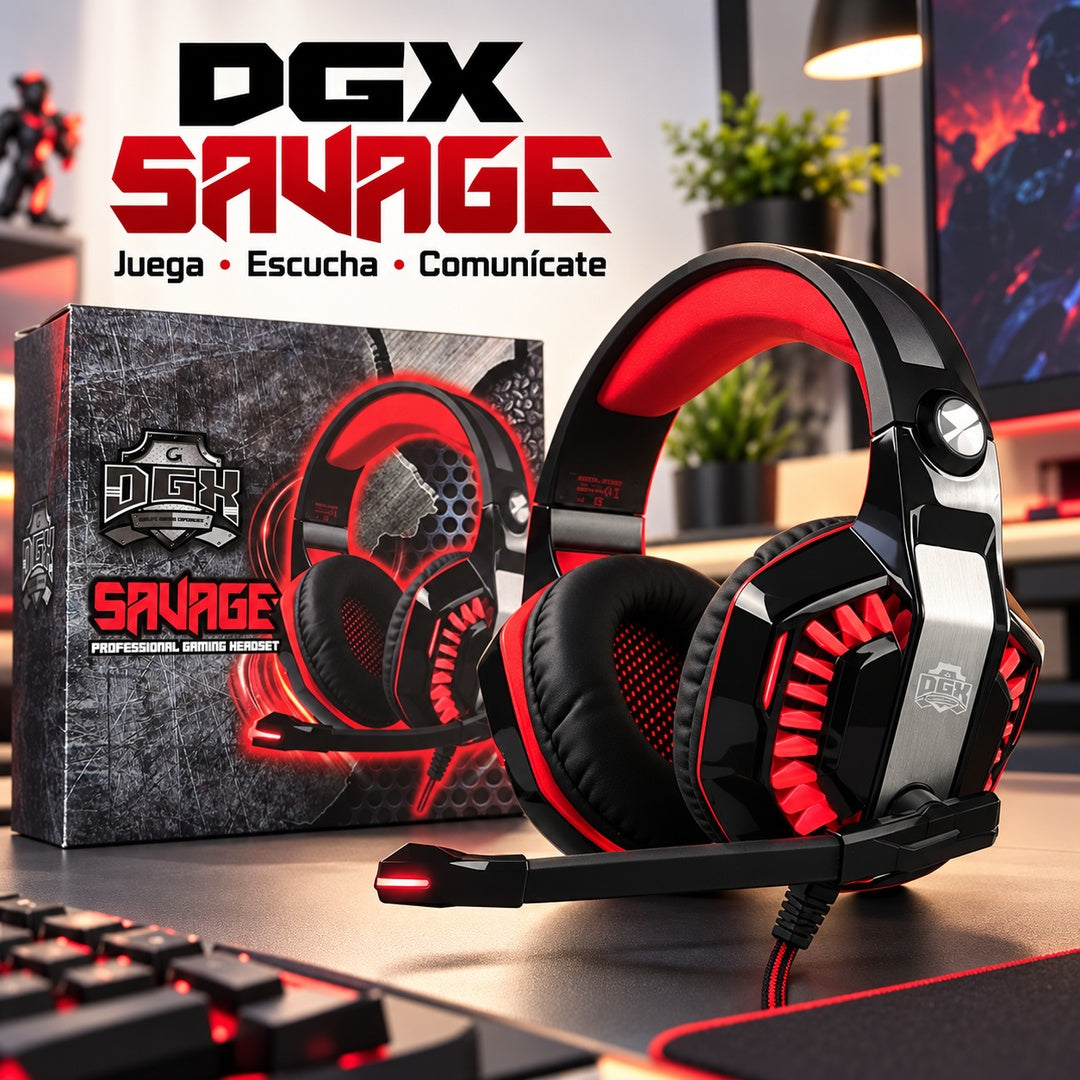 Audífonos Gamer DGX Savage con Micrófono, Negro y Rojo – foto 10