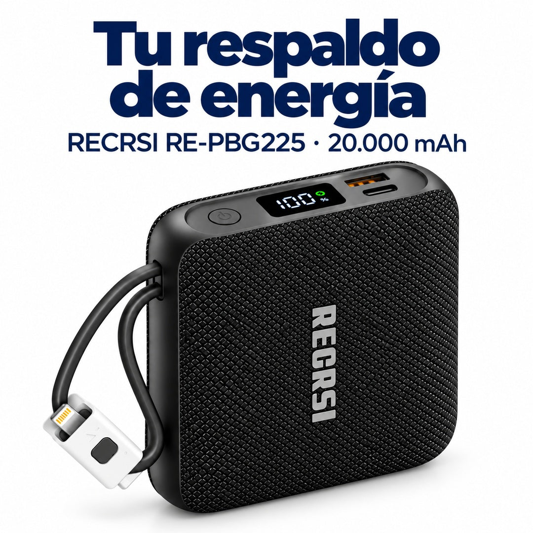 Power Bank Recrsi RE-PBG225 20.000 mAh 22,5W con Cables USB-C y Lightning – foto 10