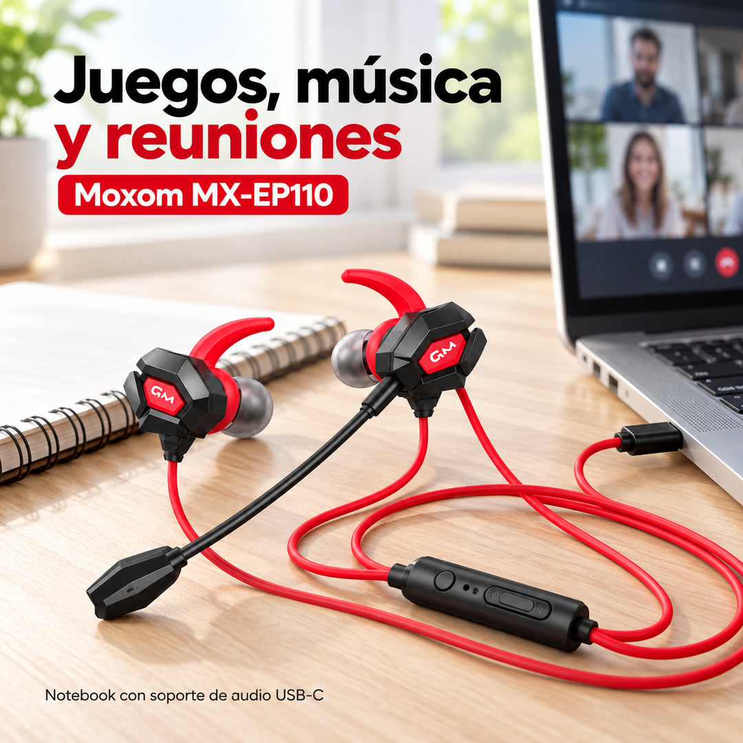 Audífonos gamer Moxom MX-EP110 USB-C - Reuniones
