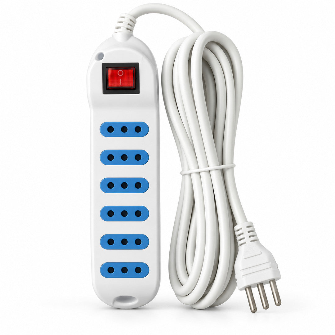 Extensión eléctrica Philco XT-30 blanca de 6 tomas con cable de 3 metros