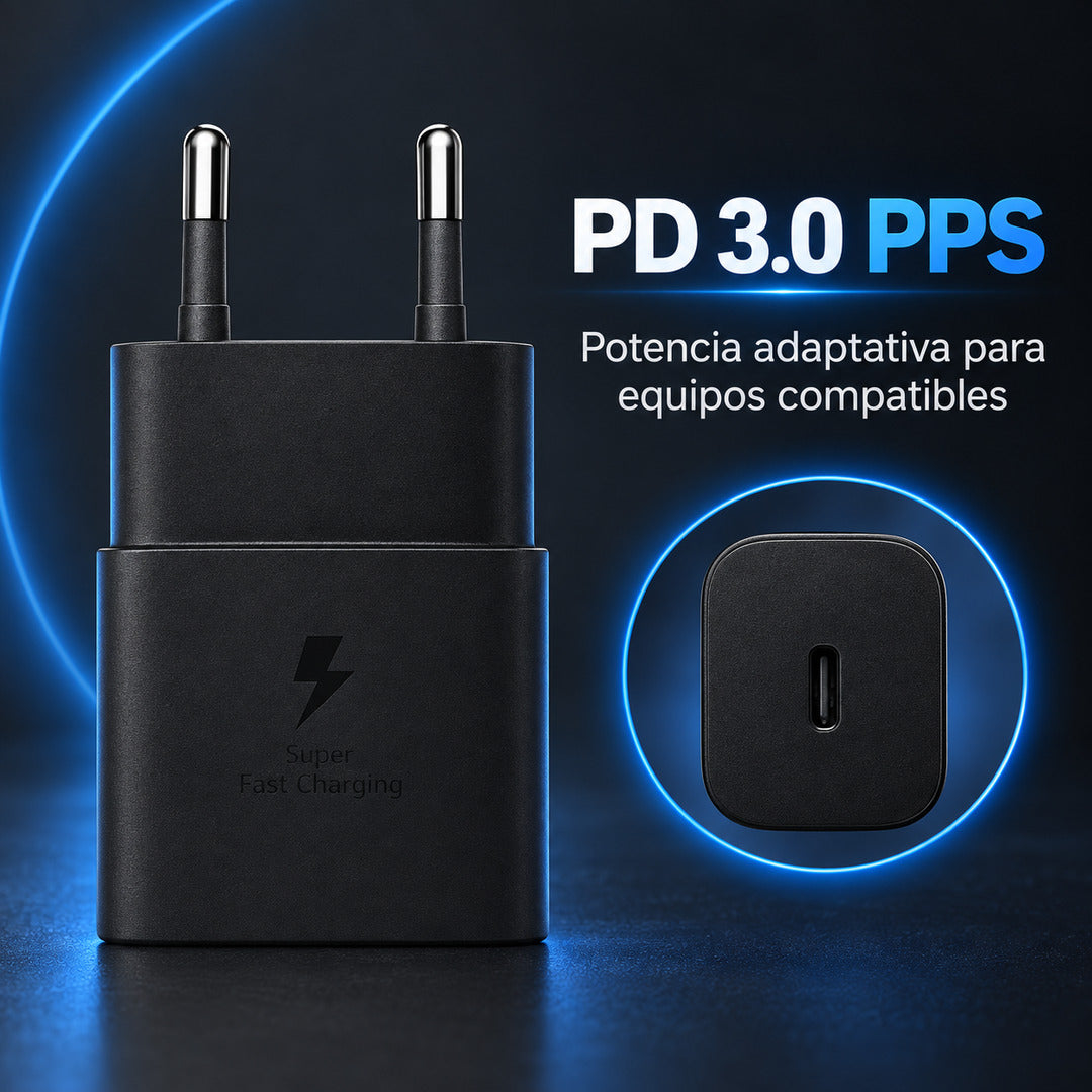 Cargador Samsung 25W compatible con Power Delivery 3.0 y PPS