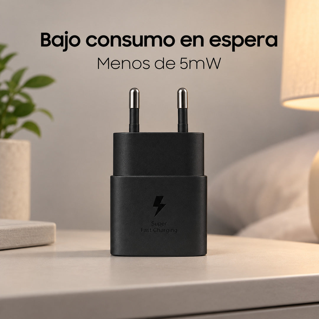 Cargador Samsung EP-T2510 con bajo consumo en espera menor a 5mW
