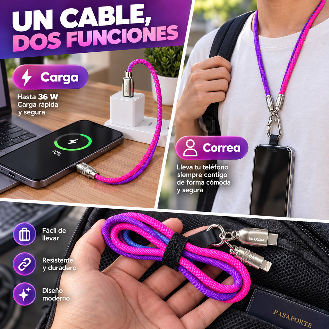 Un cable, dos funciones: carga y correa