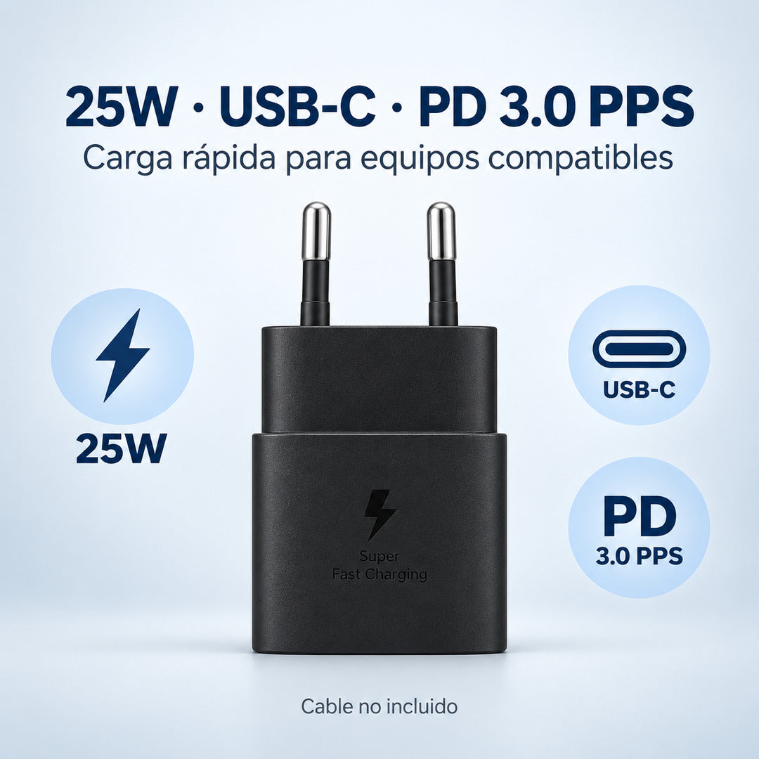 Resumen de características del cargador Samsung Original 25W USB-C