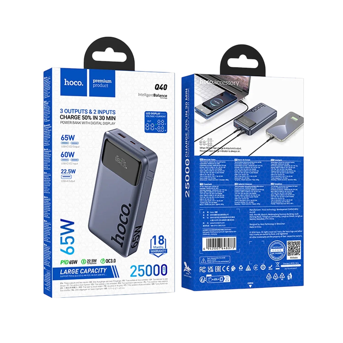 Powerbank Hoco Q40 Carga Rapida 25 000 mAh PD 65w