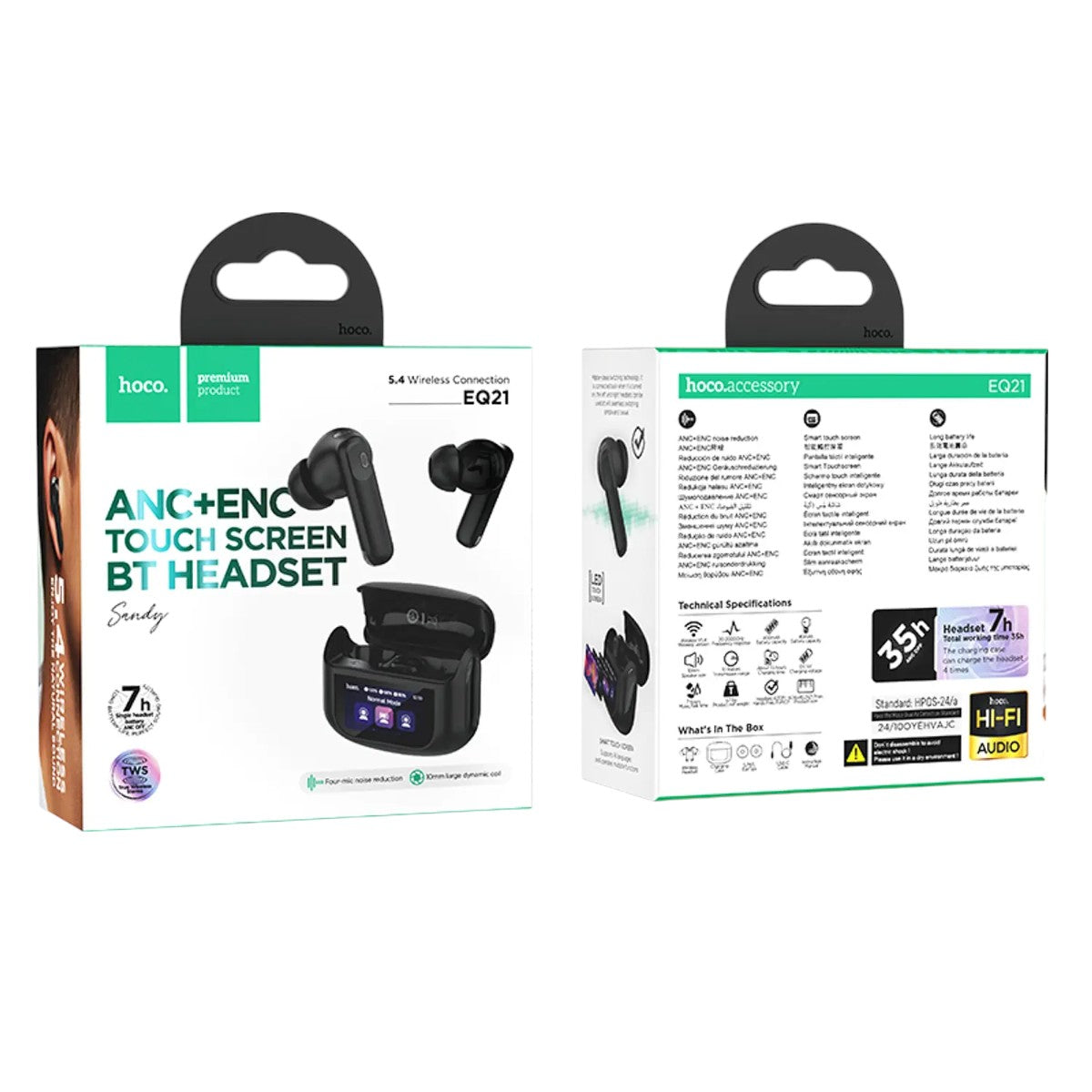 Audífonos Hoco EQ21 TWS ANC+ENC Pantalla LED Bluetooth 35h Autonomía