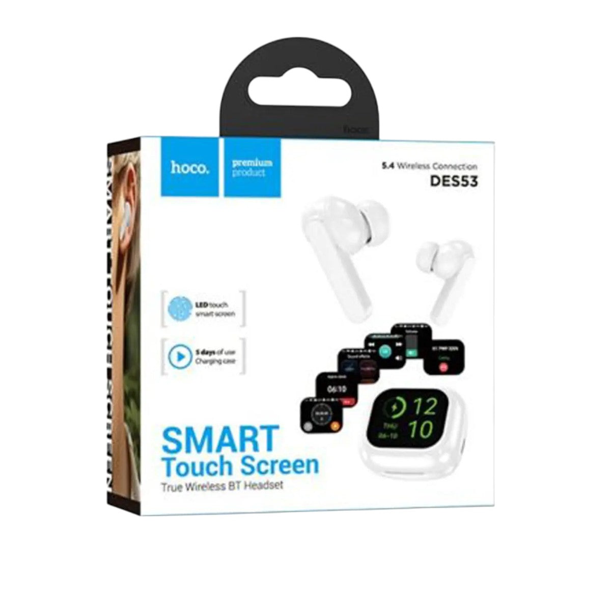 Audífonos Hoco DES53 TWS con Pantalla Smart Bluetooth IPX4 Blanco