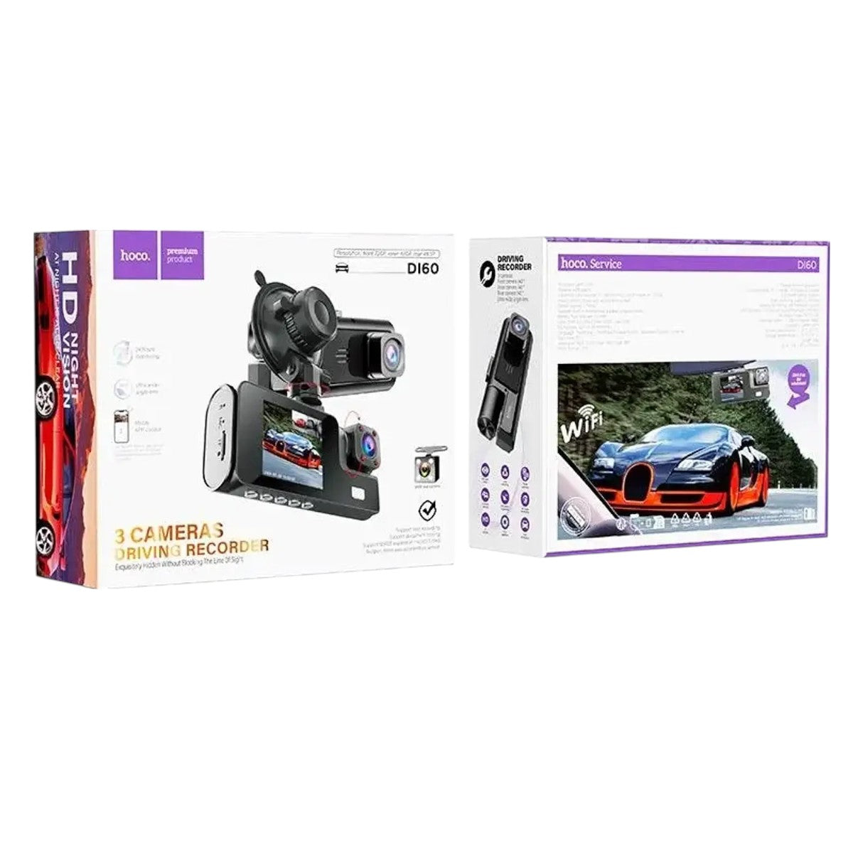 Cámara Auto Hoco DI60 World Dash Cam Full HD 3 Pantallas y Parking