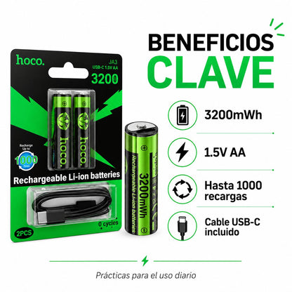 Pilas AA recargables USB-C Hoco JA3 – foto 4