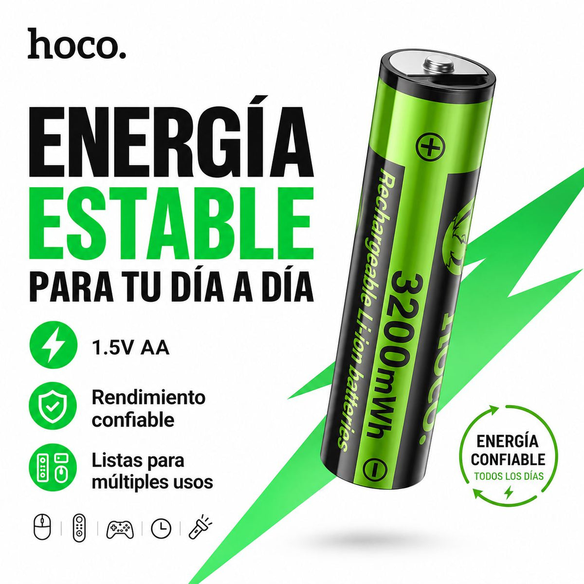 Pilas AA recargables USB-C Hoco JA3 – foto 6