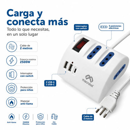 Zapatilla Macrotel 2500W con USB-C – foto 4