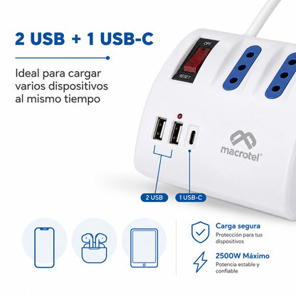 Zapatilla Macrotel 2500W con USB-C – foto 5