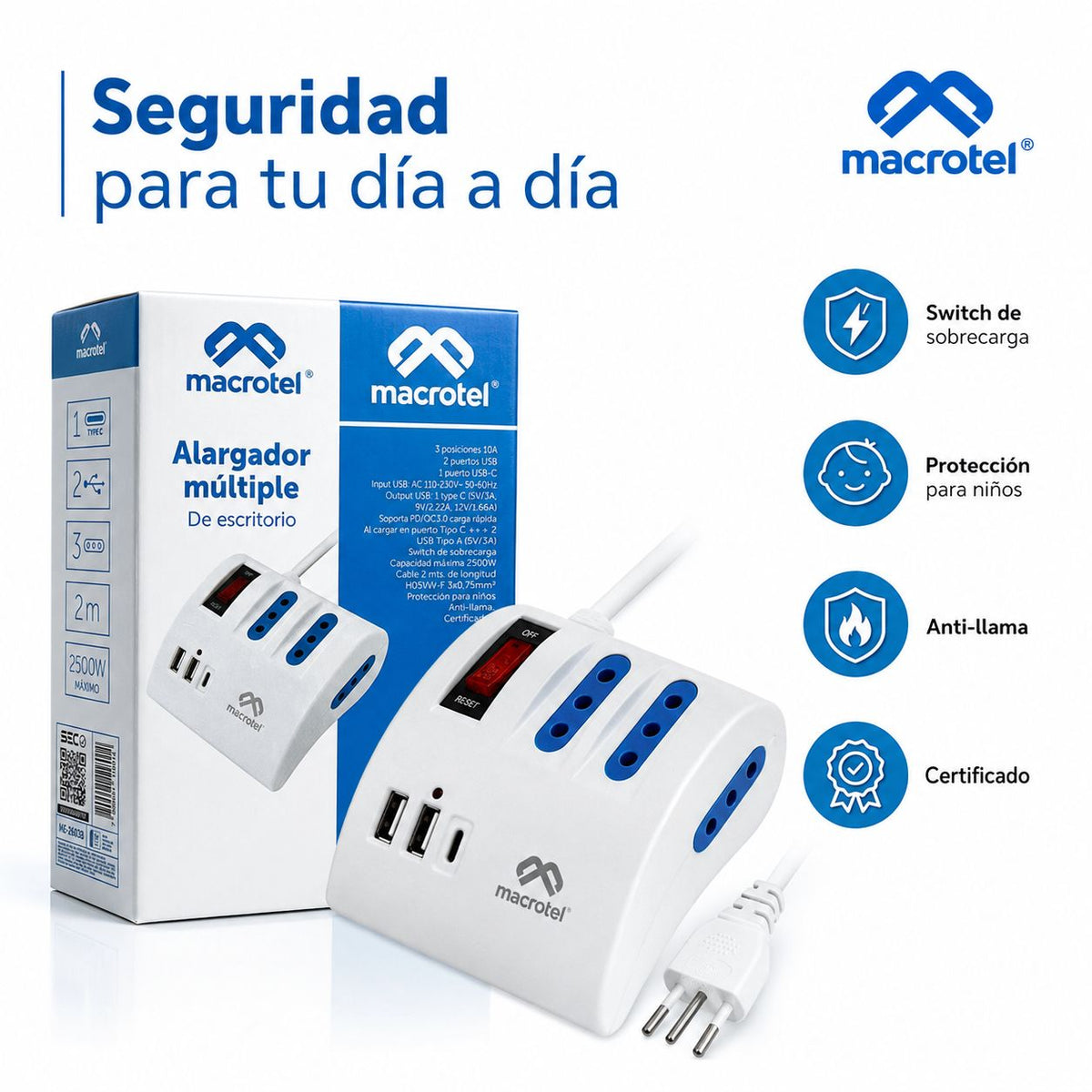 Zapatilla Macrotel 2500W con USB-C – foto 7