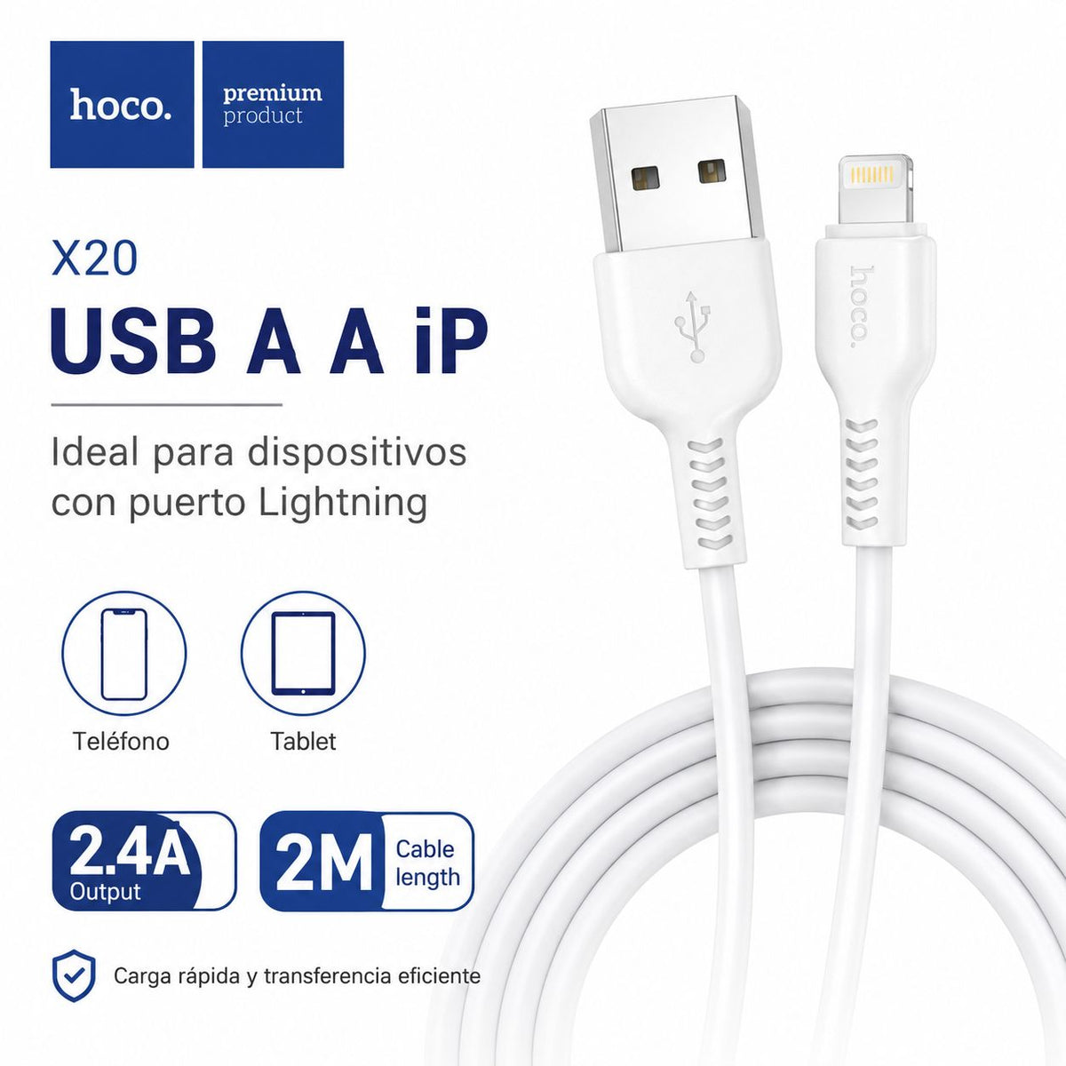 Cable Hoco X20 Lightning 2 m – foto 5