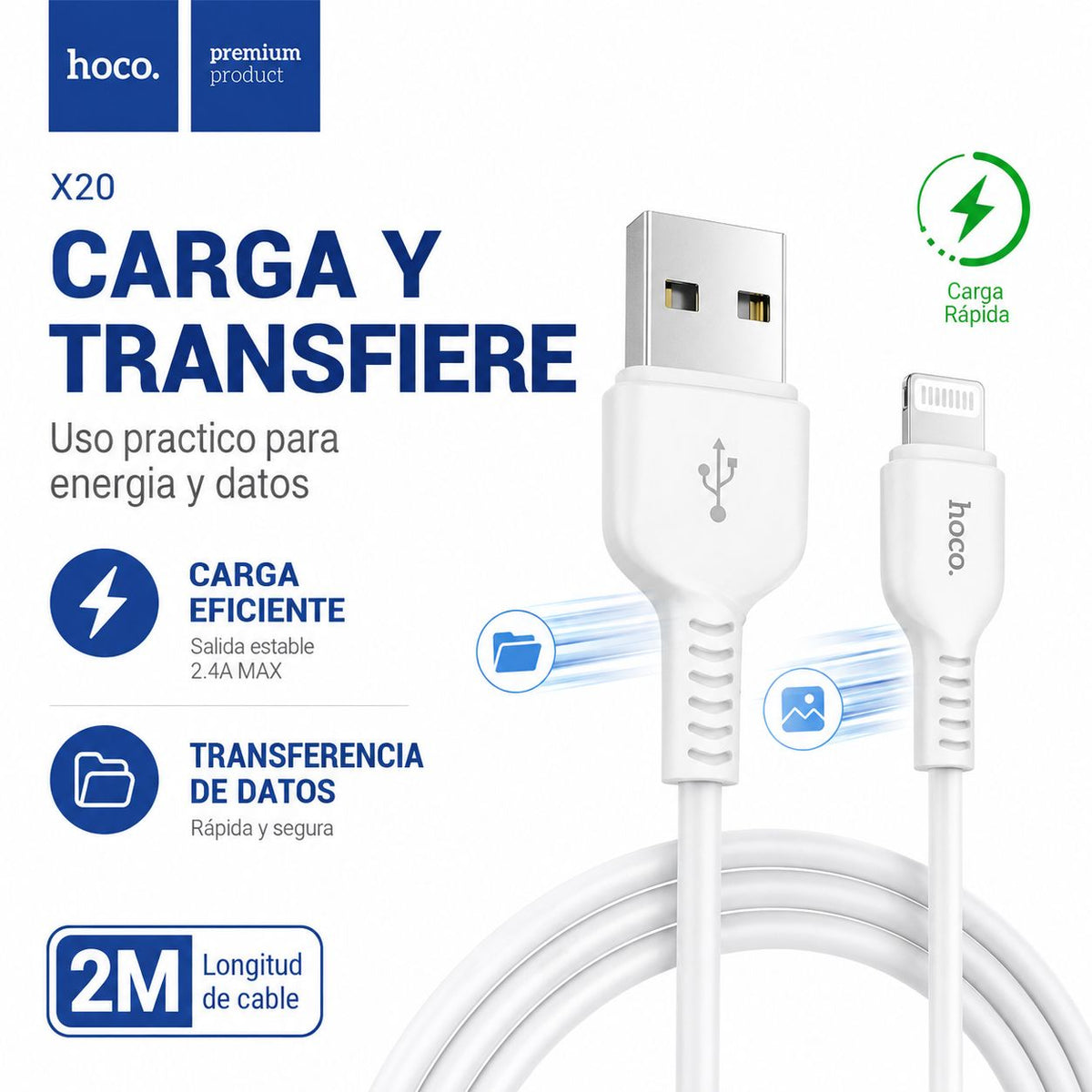 Cable Hoco X20 Lightning 2 m – foto 6