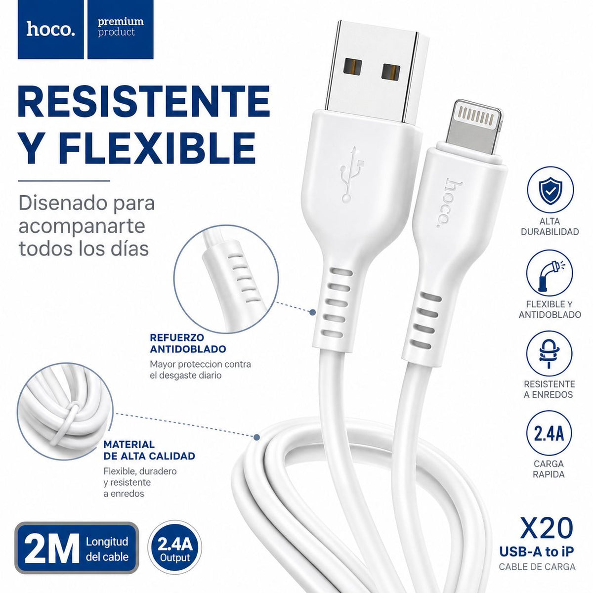 Cable Hoco X20 Lightning 2 m – foto 7