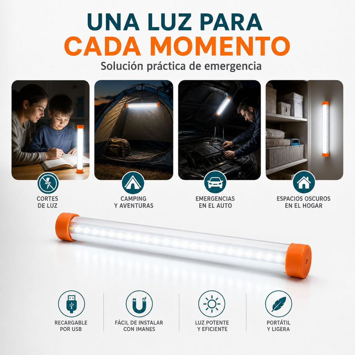 Luz LED de emergencia recargable 35 cm – foto 2