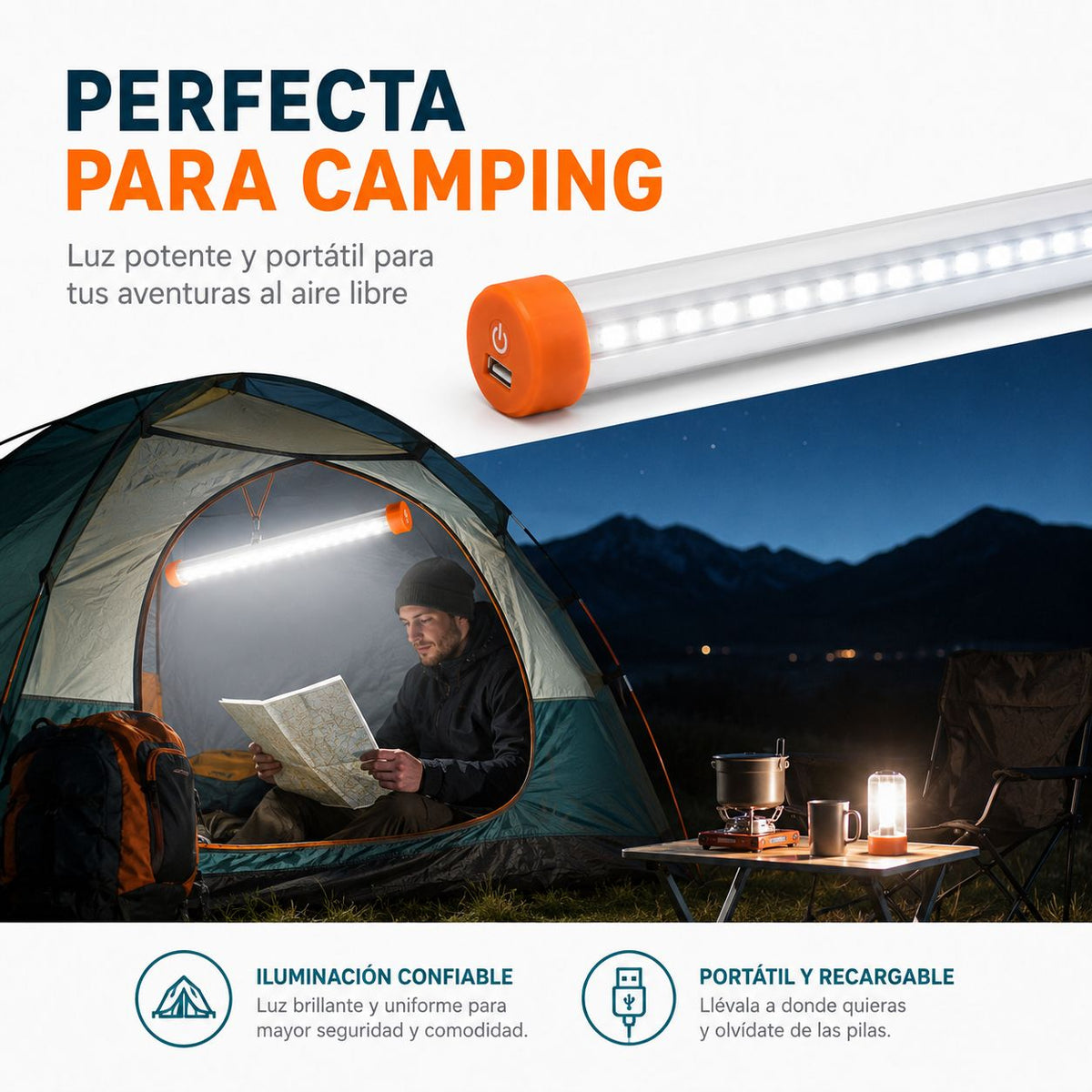 Luz LED de emergencia recargable 35 cm – foto 5