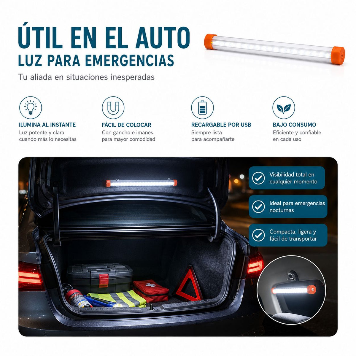 Luz LED de emergencia recargable 35 cm – foto 6