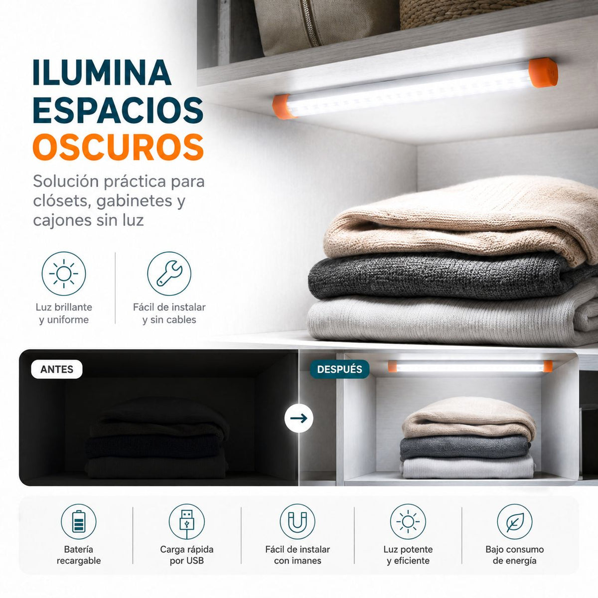 Luz LED de emergencia recargable 35 cm – foto 7