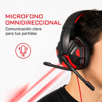 Audífonos gamer LED negro y rojo – foto 5