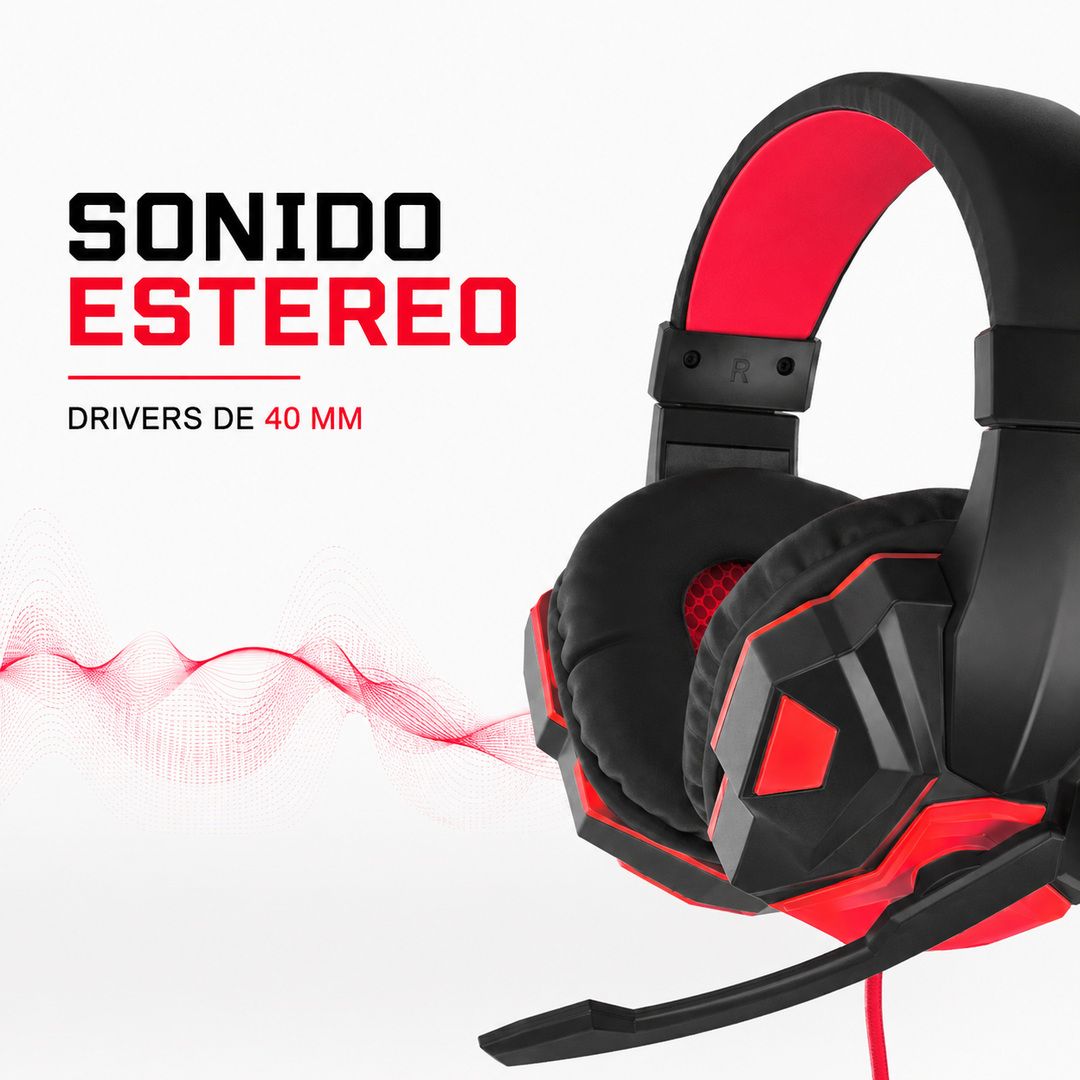 Audífonos gamer LED negro y rojo – foto 6