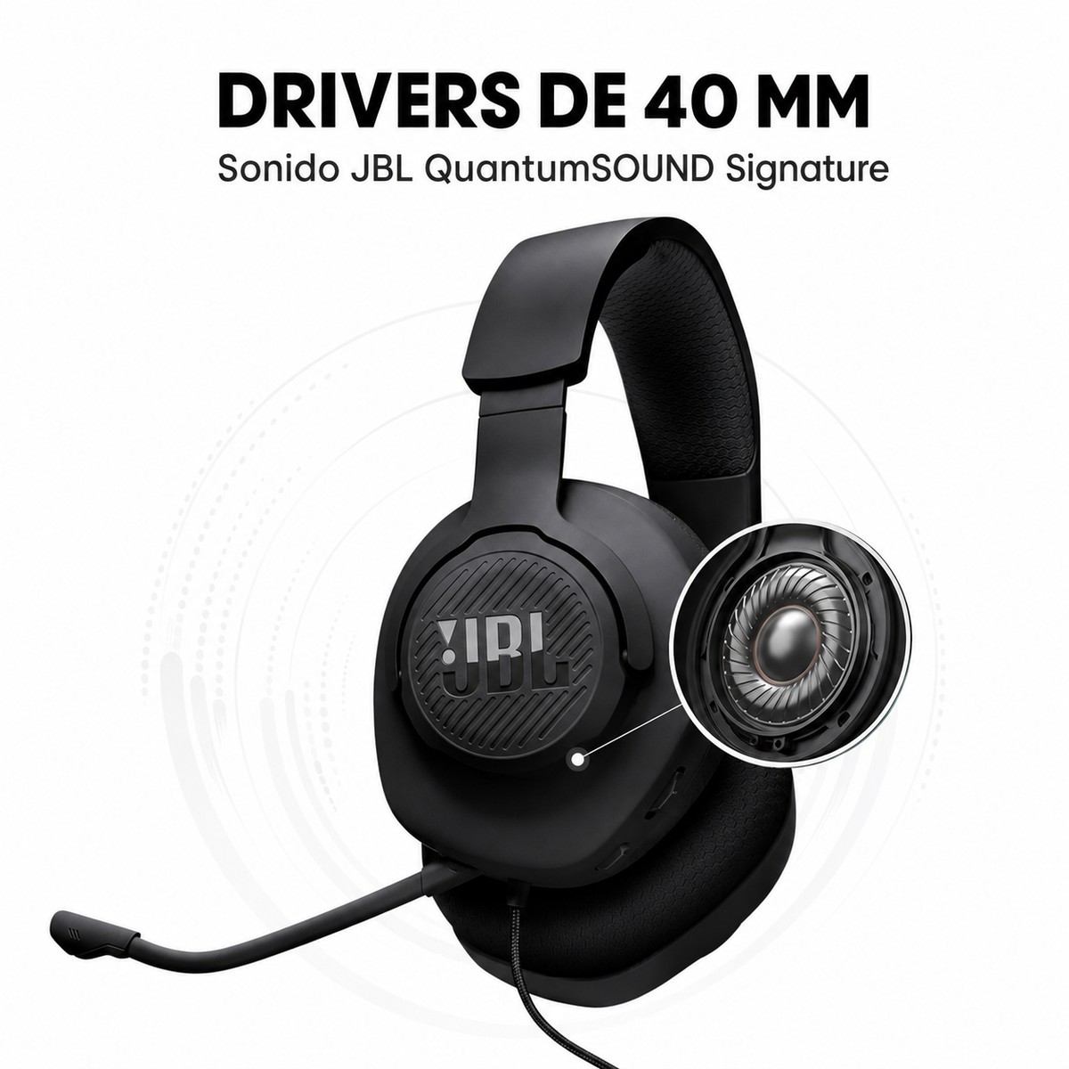 Audífonos Gamer JBL Quantum 100 M2 con Micrófono Desmontable 3.5 mm