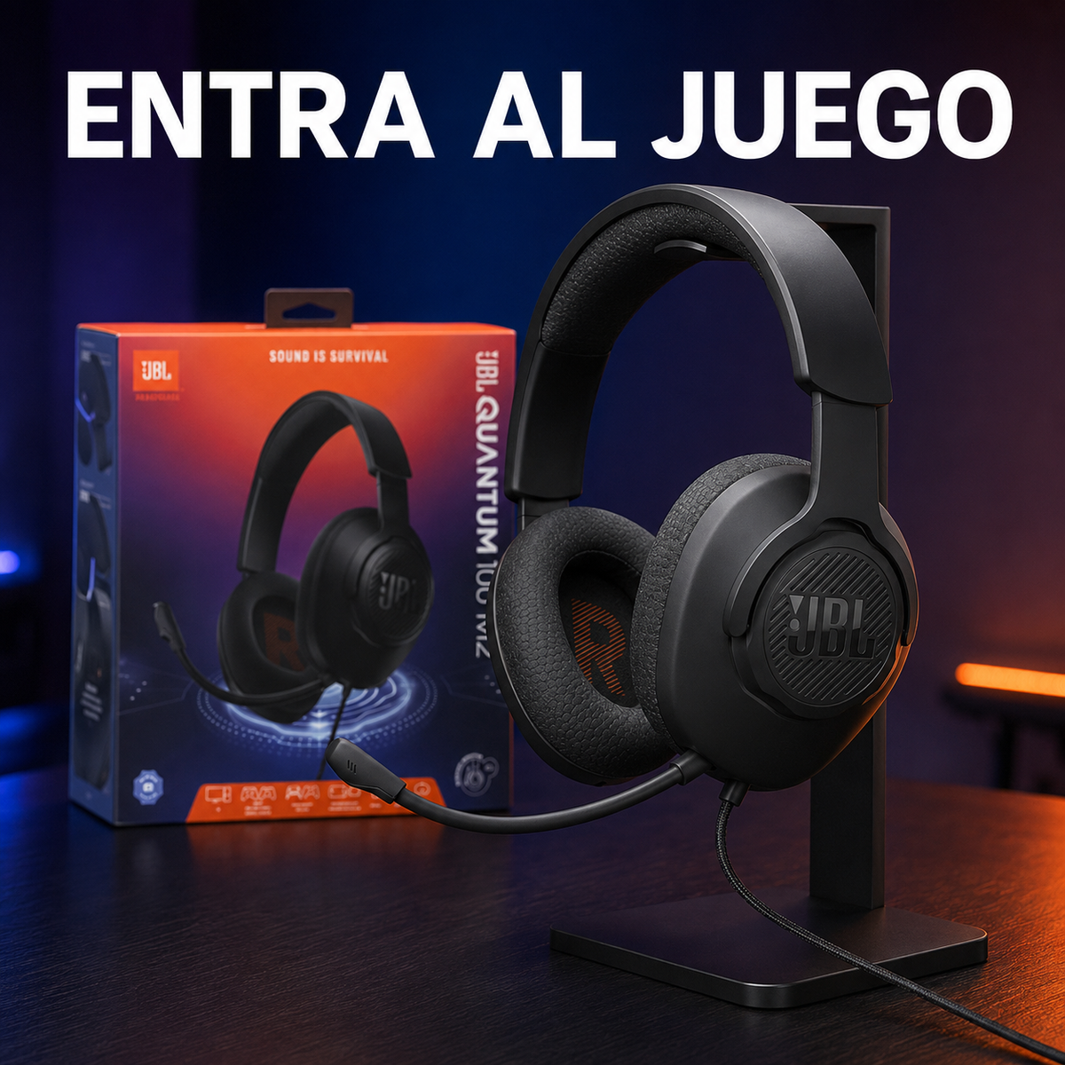Audífonos Gamer JBL Quantum 100 M2 con Micrófono Desmontable 3.5 mm