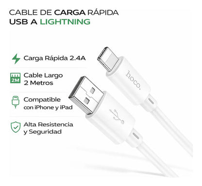 Cable Hoco X88 Blanco Carga Rápida – USB-C a Lightning · 2 m – foto 3