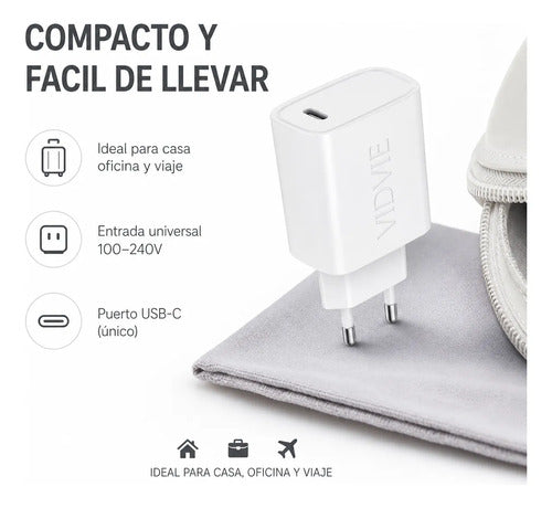 Cargador Vidvie A2347 20W USB-C PD Carga Rápida – Blanco – foto 7