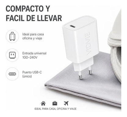 Cargador Vidvie A2347 20W USB-C PD Carga Rápida – Blanco – foto 7