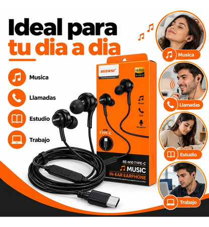 Auriculares RE-N10 con Cable USB-C y Control de Llamadas - foto 5