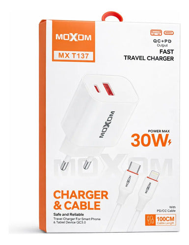 Cargador Moxom 30W con cable Lightning – foto 1