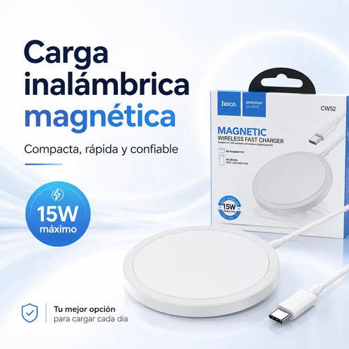 Cargador magnético Hoco CW52 15W blanco – foto 9