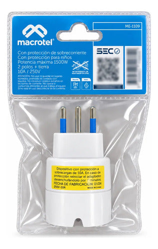 Adaptador Schuko a enchufe chileno Macrotel – foto 4