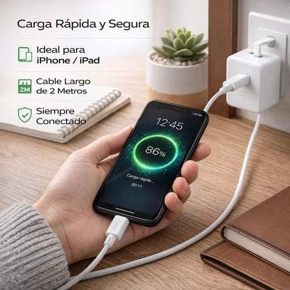 Cable Hoco X88 Blanco Carga Rápida – USB-C a Lightning · 2 m – foto 5