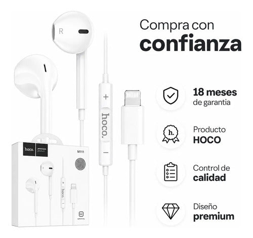 Audífonos Hoco M111 Lightning blanco – foto 9
