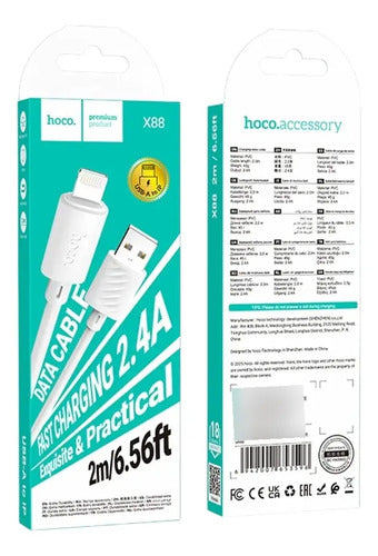 Cable Hoco X88 Blanco Carga Rápida – USB-C a Lightning · 2 m – foto 4