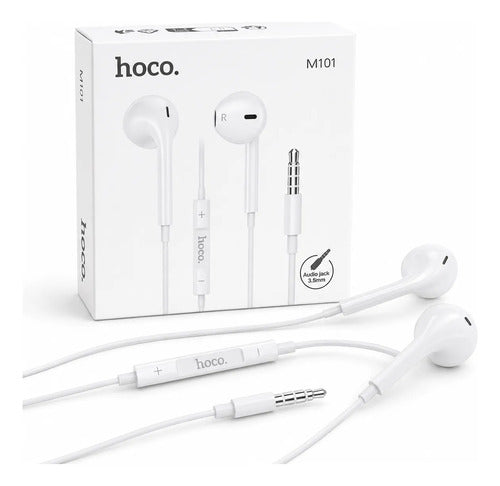 Audífonos Hoco M101 con Cable, Micrófono y Jack 3.5 mm – Blanco – foto 1