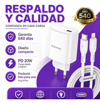 Cargador Borofone BA81A 20W + cable Lightning – foto 8