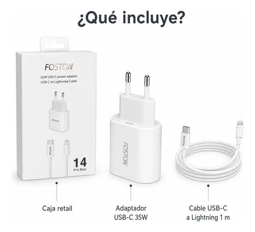 Cargador 35W USB-C con Cable USB-C a Lightning 1 m para iPhone – foto 4