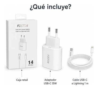 Cargador 35W USB-C con Cable USB-C a Lightning 1 m para iPhone – foto 4