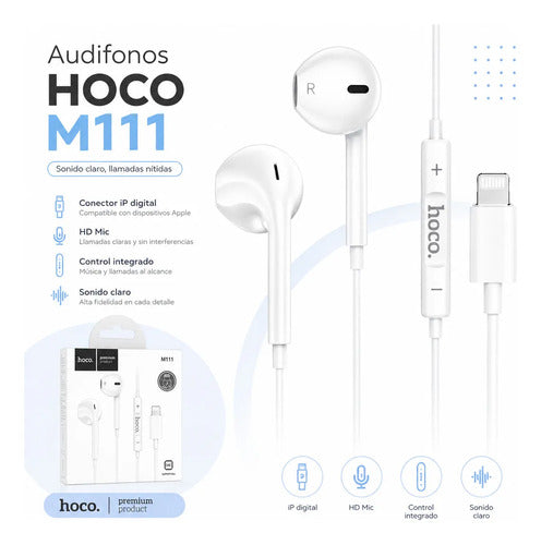 Audífonos Hoco M111 Lightning blanco – foto 5