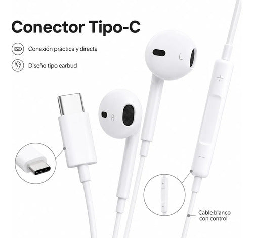 Audífonos Recrsi tipo EarPods USB-C – foto 2