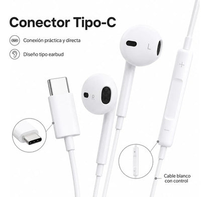 Audífonos Recrsi tipo EarPods USB-C – foto 2
